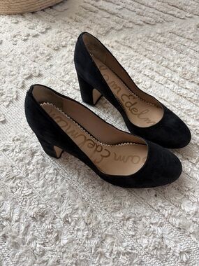 Sam Edelman Black Suede Block Heel Pumps